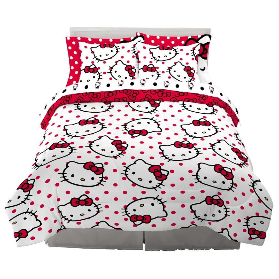 Comforter and Sheet Set, Microfiber, Hello Kitty, 7 Piece Queen Size