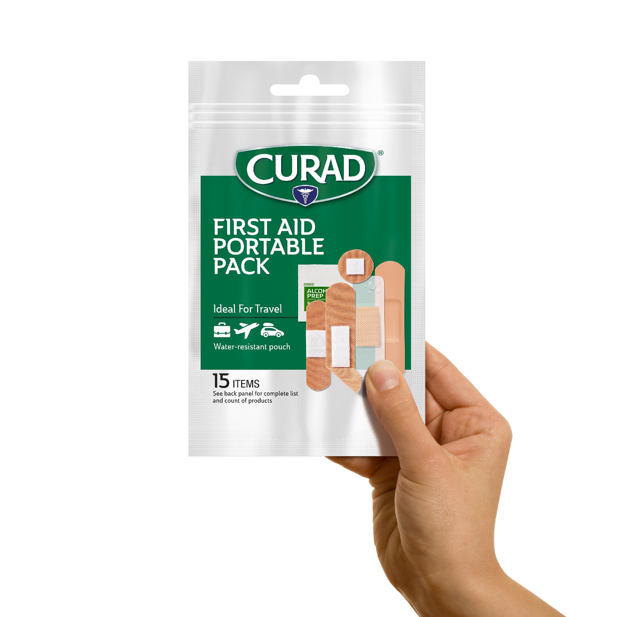 CURAD First Aid Portable Pack |15 - Count On-the-Go Essentials |12 Packs