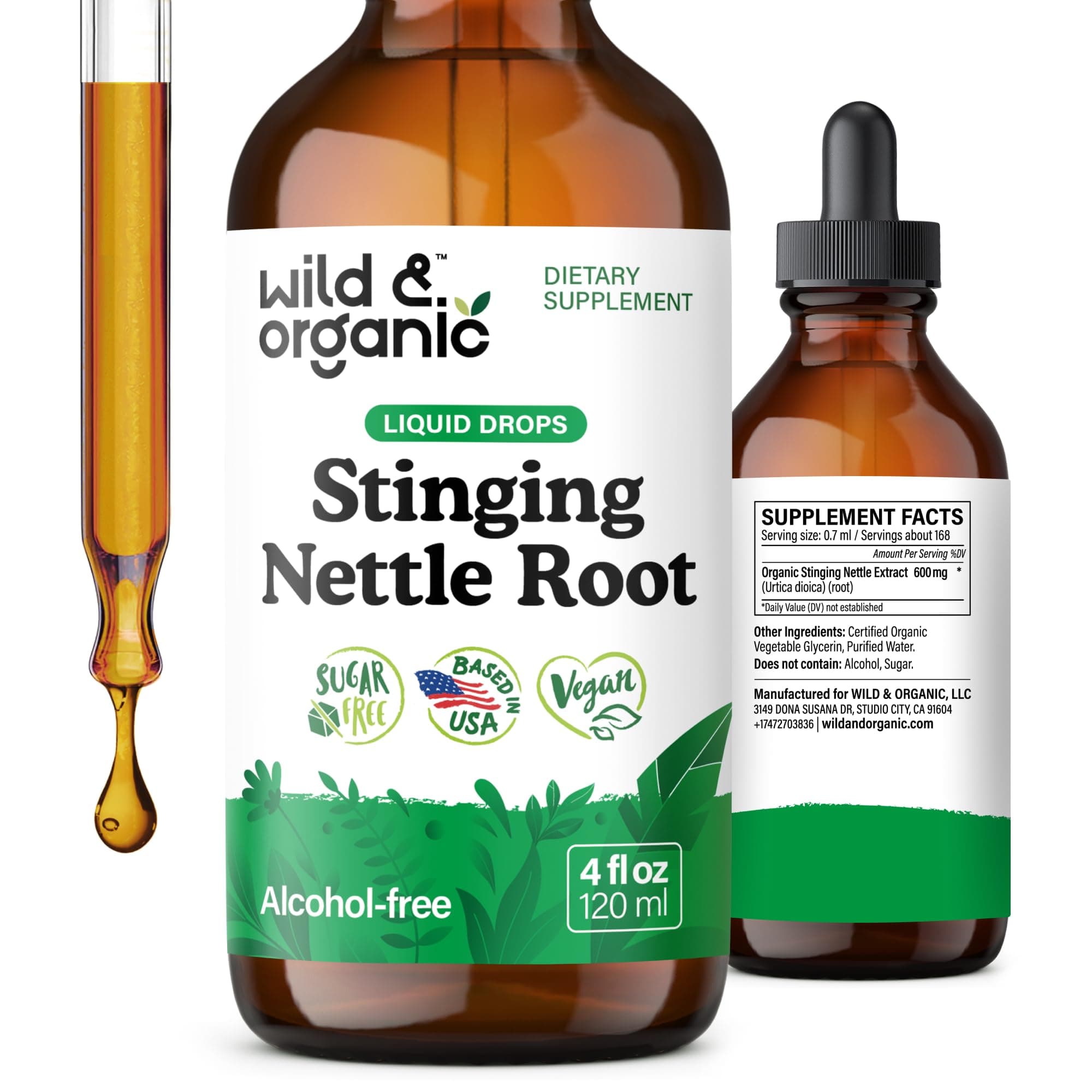 Stinging Nettle Root Extract Drops - Urinary Support - Stinging Nettle Tincture for Men & Women - Add to Tea - Liquid Urtica Dioica Supplement - Vegan, Sugar & Alcohol-Free - 4 fl oz