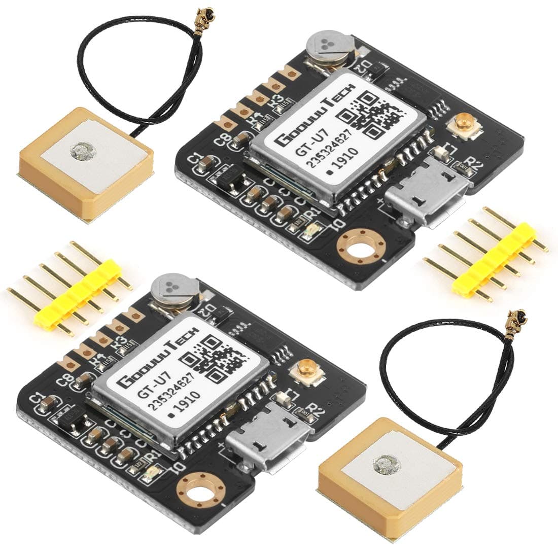 Doudou 2pcs GT-U7 GPS Module Navigation Satellite Positioning Compatible with NEO-6M 51 MCU STM32 High Sensitivity Low Power Consumption High-Precision Positioning Suitable for Vehicles