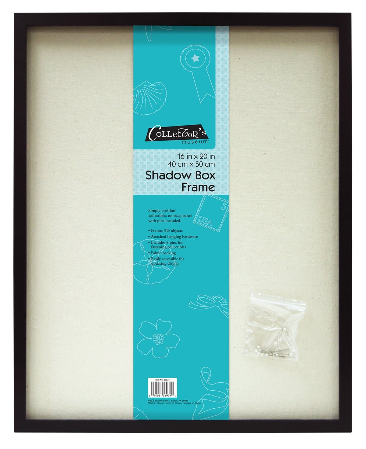 MCSLinen Lined Shadow Box Frame, 16x20, Black