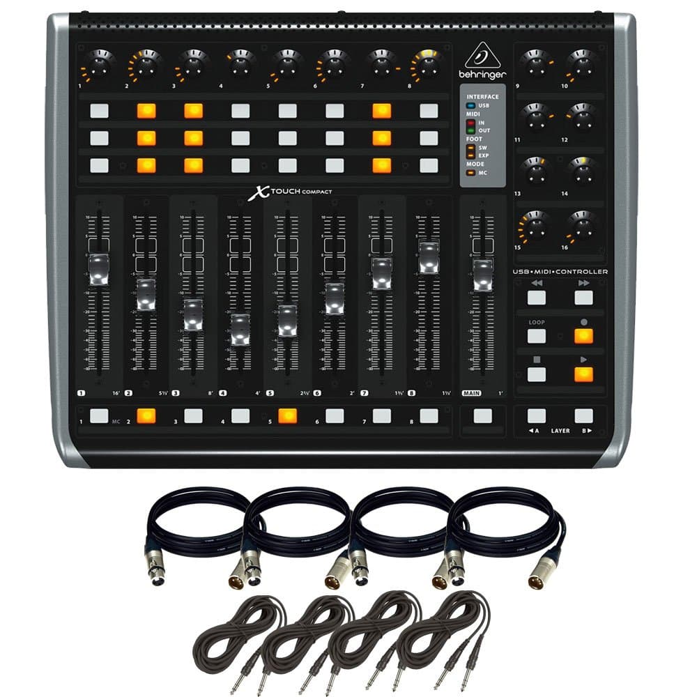Behringer X-TOUCH COMPACT Universal Remote Control for DAWs. W/ (4) XLR + (4) TRS Cables.