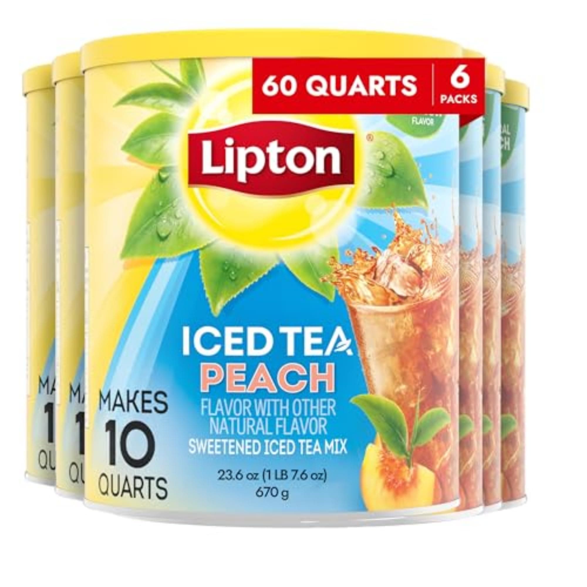 Lipton Iced Tea Mix, Peach Sweetened 10 qt (pack of 6)