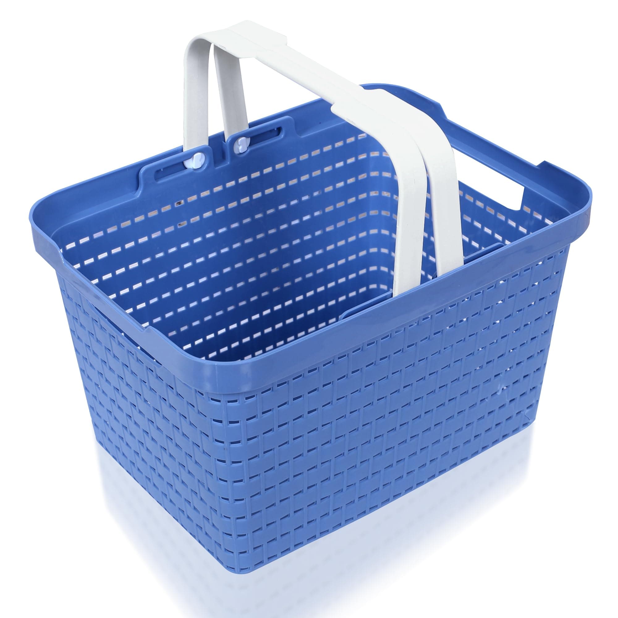 Fun Homes Multipurpose Plastic Storage Baskets with Handle for Organizing Home & Office | Rectangle Storage Box Tray for Kitchen Grocery, Bathroom,Clothes, Makeup & Stationery Items | Blue