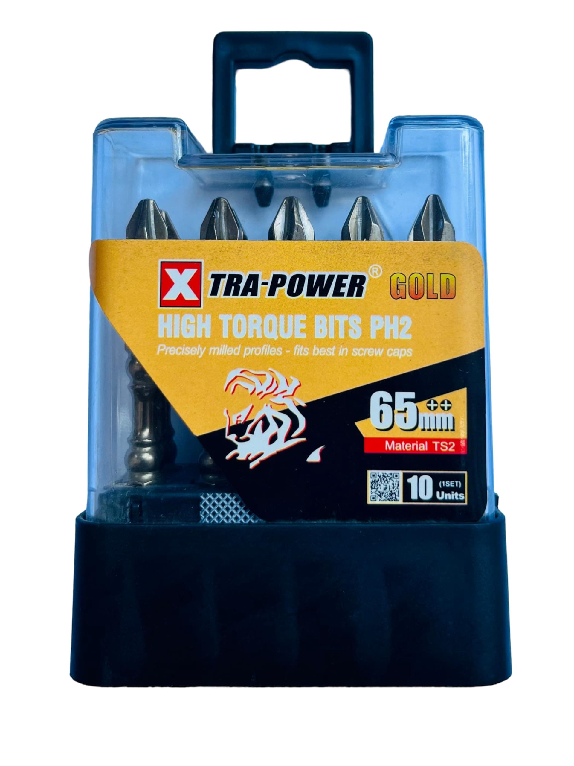 Xtra-Power Gold High Torque PH2 Bits, 65mm, TS2 Material, Pack of 10