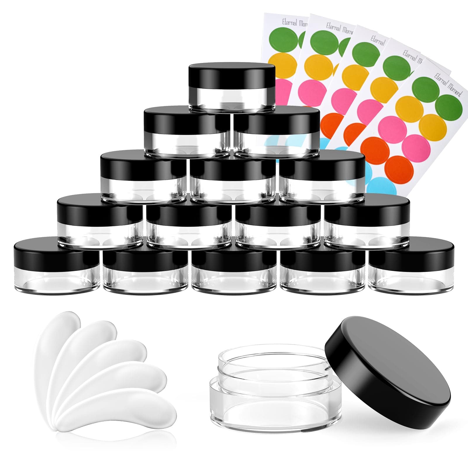 50 Pack 3 Gram Sample Containers with Lids, Small Plastic Cosmetic Jars, Make...