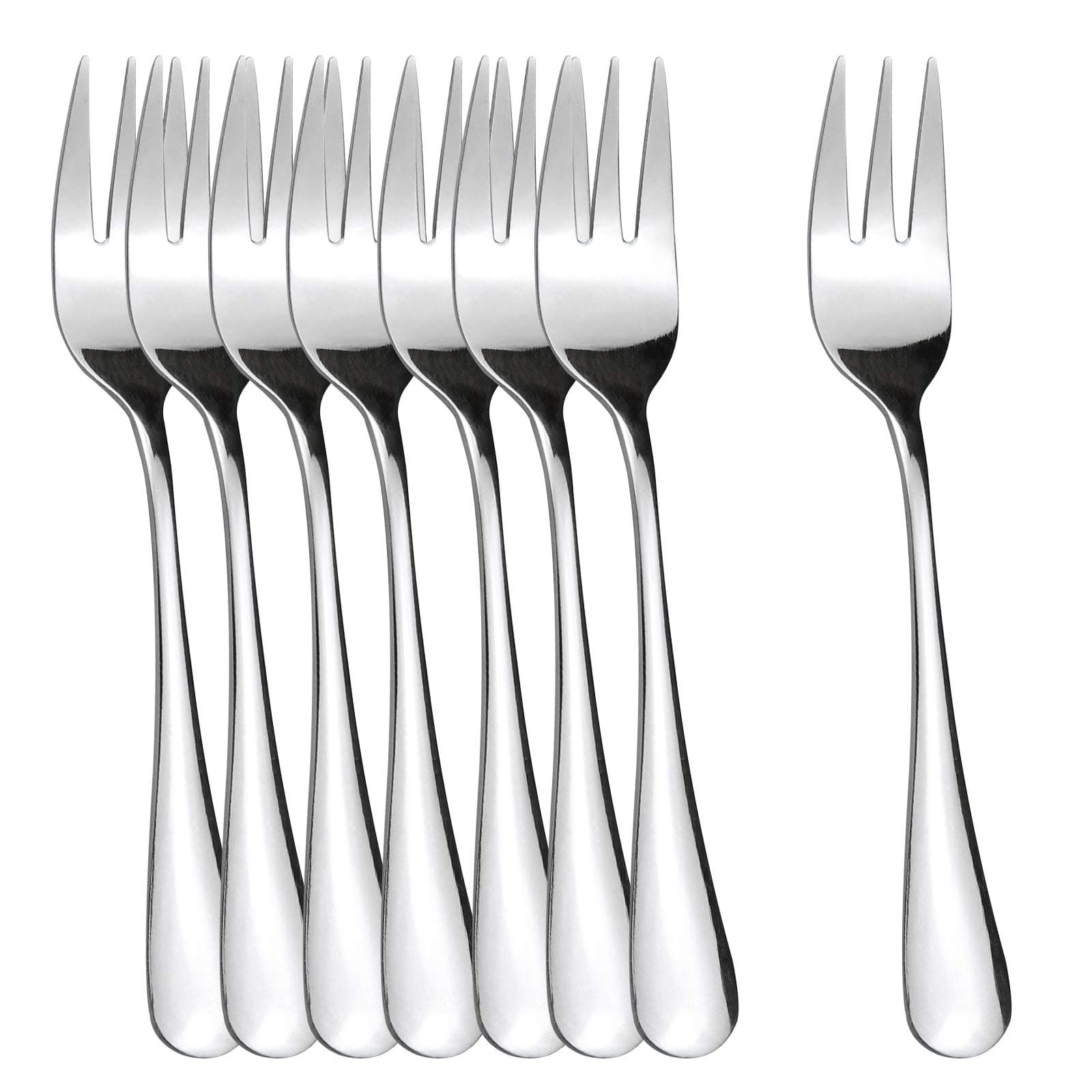 Dylan-EU 8 Pcs Cake Forks 5.5 in Silver Dessert Forks Stainless Steel Pastry Fork for Fruit Cocktail Ice Cream Salad Steak Pizza Noodles