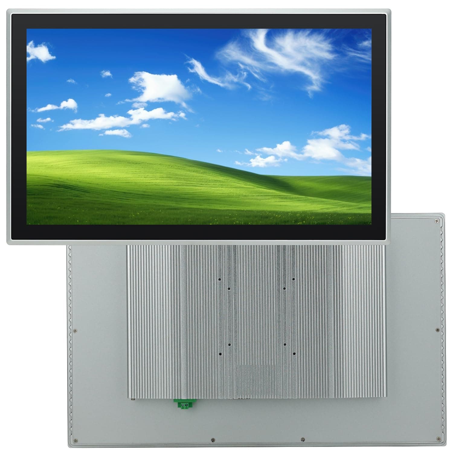 TouchWo 21.5 inch Capacitive Multi-Touchscreen Industrial Embedded Win-10 PC Monitor, IP65 Screen with 10 Points Touch Display, i3+RAM 4G+128G SSD, Integrated Phoenix2pin, HD-MI-Out & USB Ports