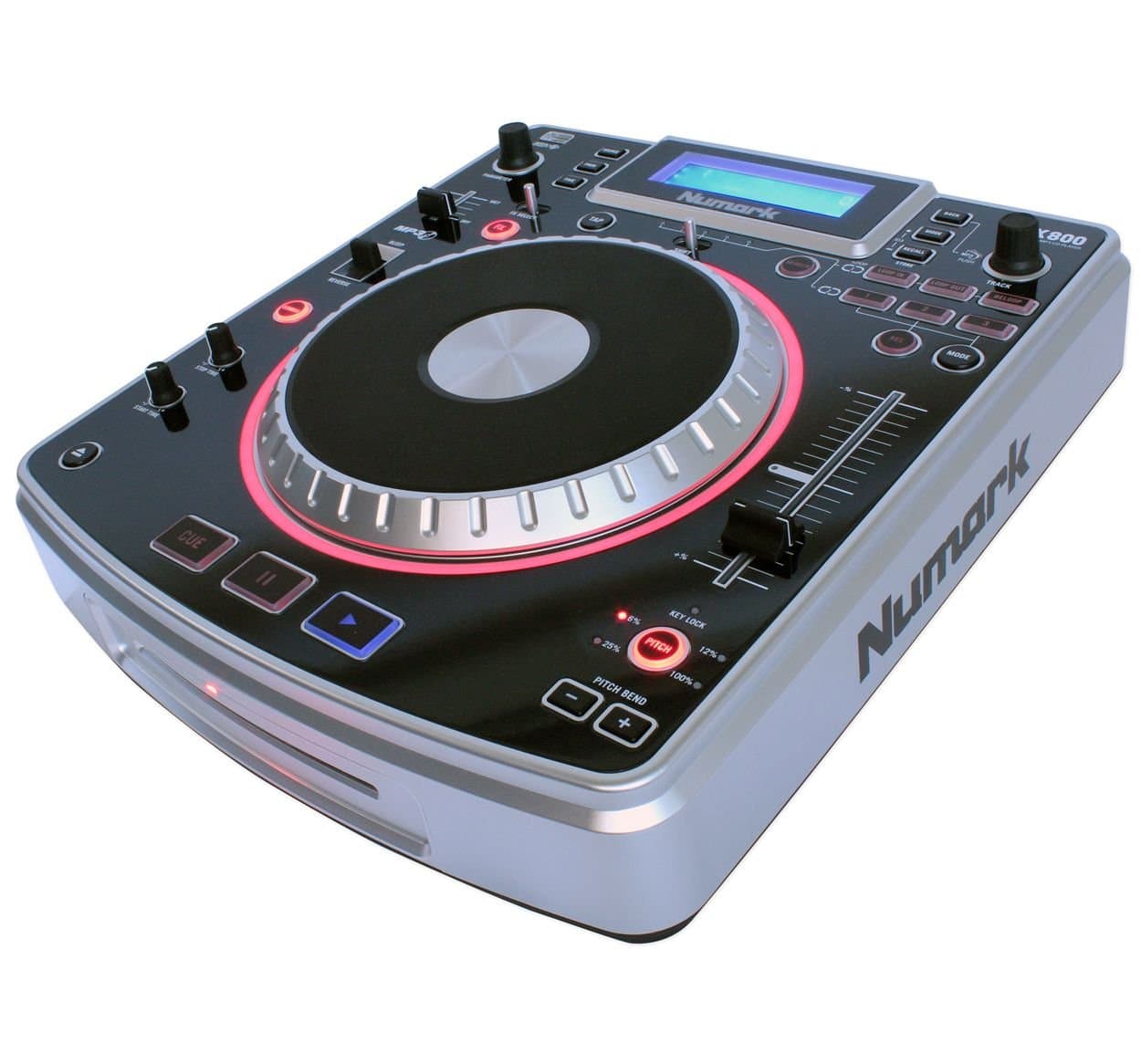 Numark NDX800 Professional MP3/CD/USB Player & Controller with USB-MIDI, 7” Touch-Sensitive Wheel, Onboard FX, Black/Silver