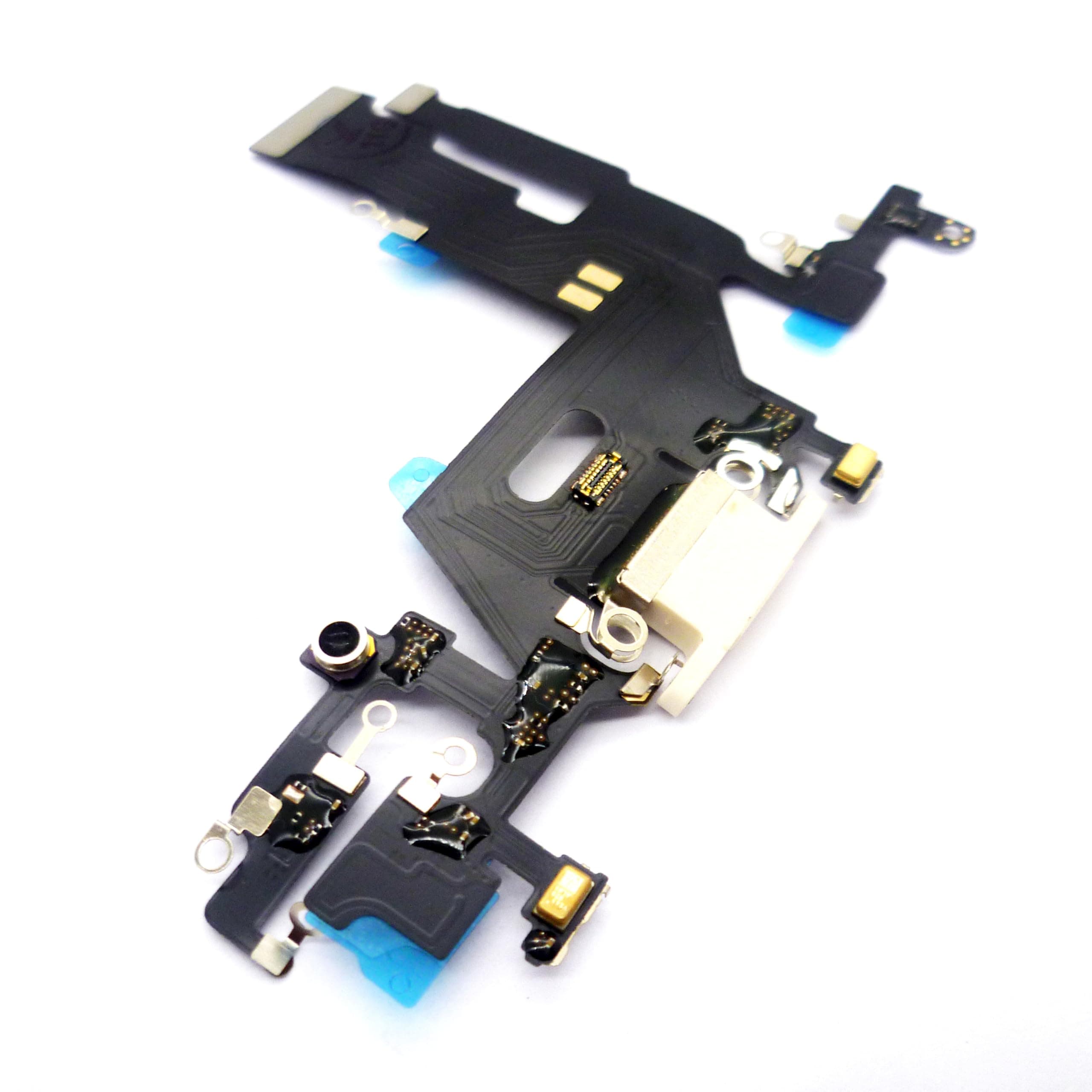 USB Charging Port Dock Connector Microphone Mic Flex Cable Module Replacement Compatible with iPhone 11 6.1 inch (White)