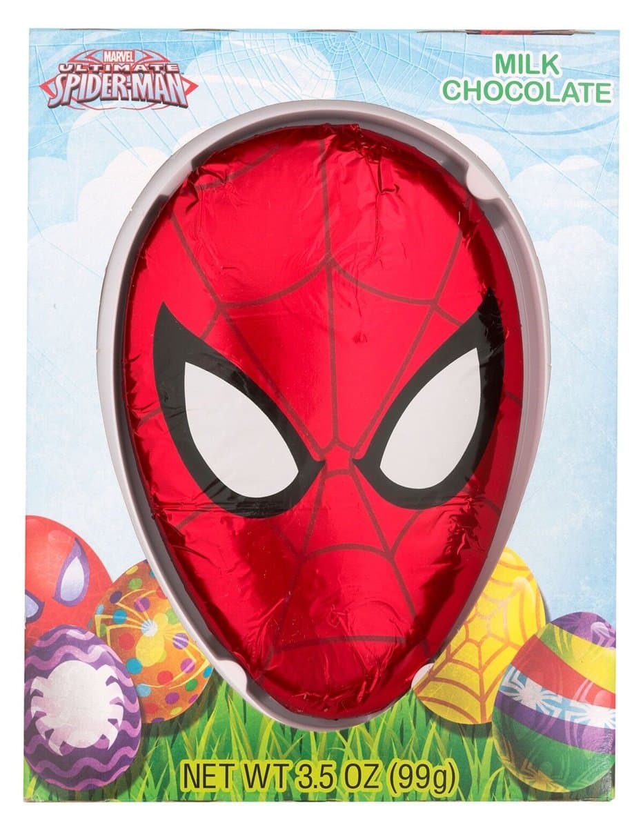 Marvel Spiderman Solid Milk Chocolate Easter Egg Basket Stuffers, 3.5 oz