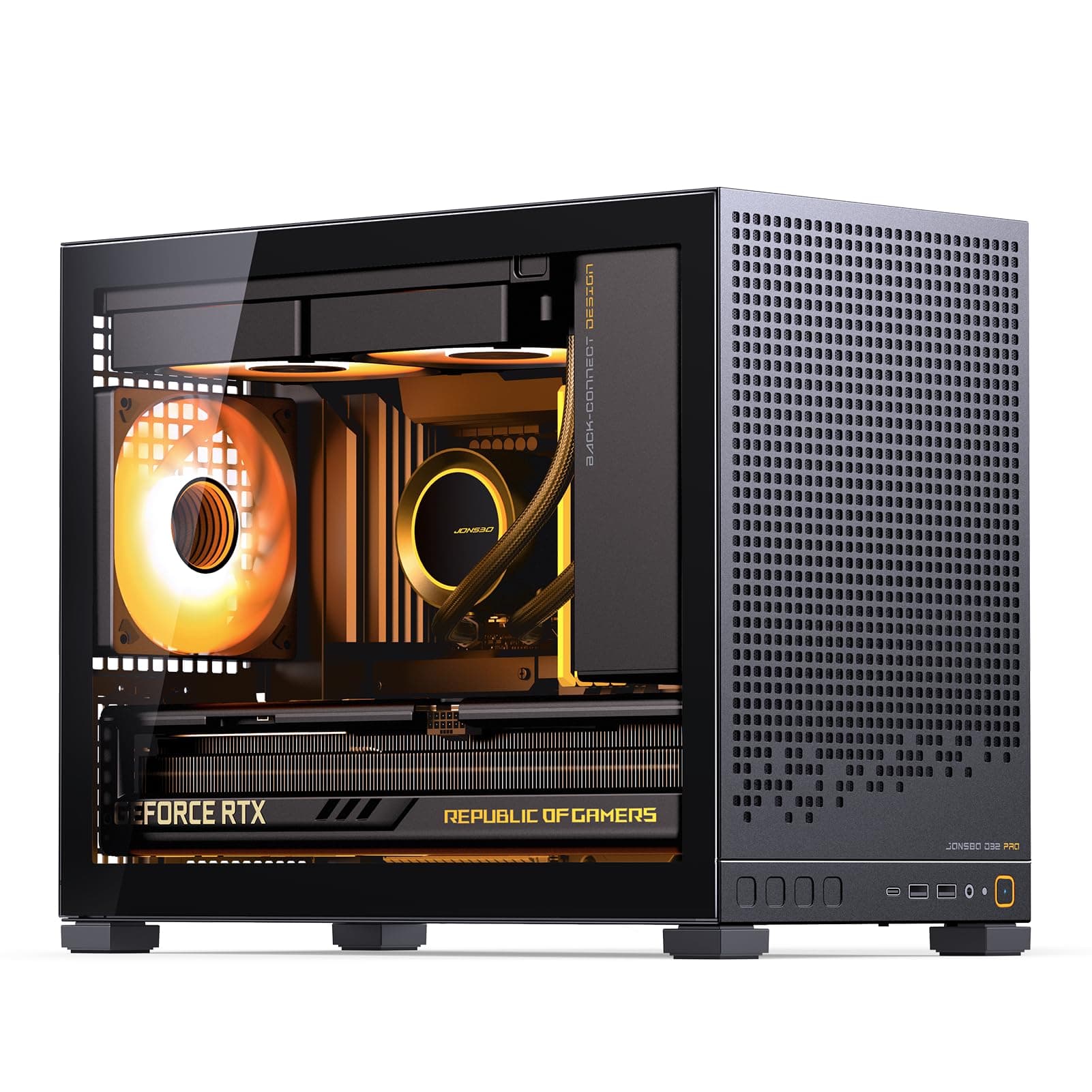 D32 PRO Micro-ATX PC Case,High Compatibility Mini Desktop Case,A/B Mode for MB, Support MATX Back-Connect/BTF MB,365mm GPU/240AIO/163mm Air Cooler,ATX/SFX PSU, USB3.2 PC Gaming case,Black