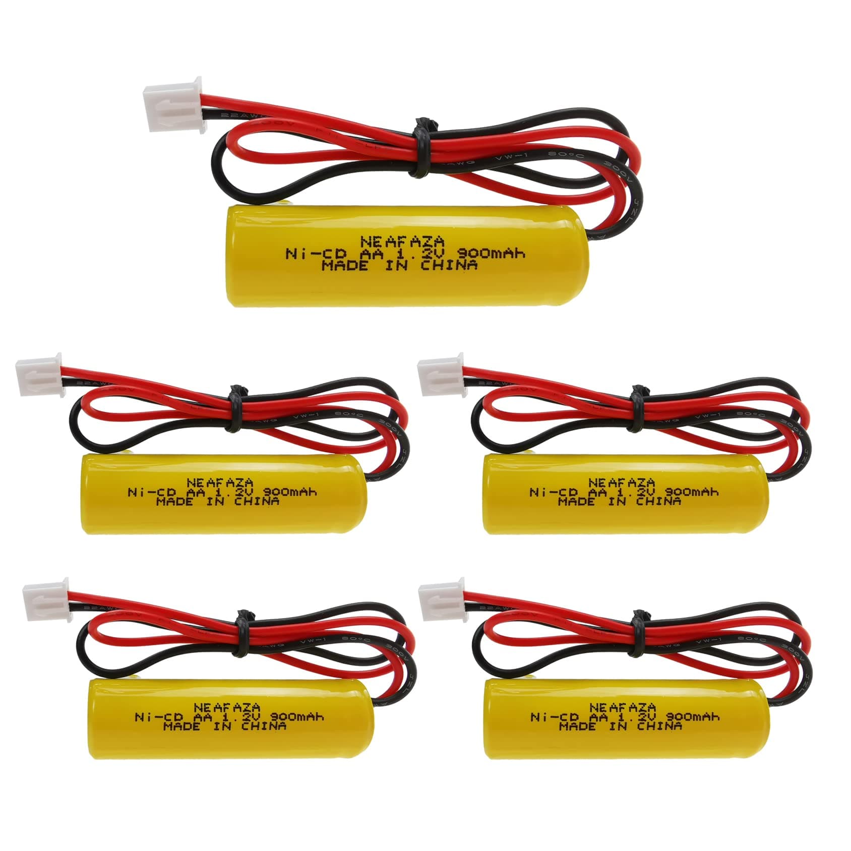 5 Pack 1.2v 900mAh Ni-CD AA Exit Sign Emergency Light Battery Replacement Compatible with Unitech AA900mAh OSA268 ELB CS01 Lithonia Battery EXR LED EL M6