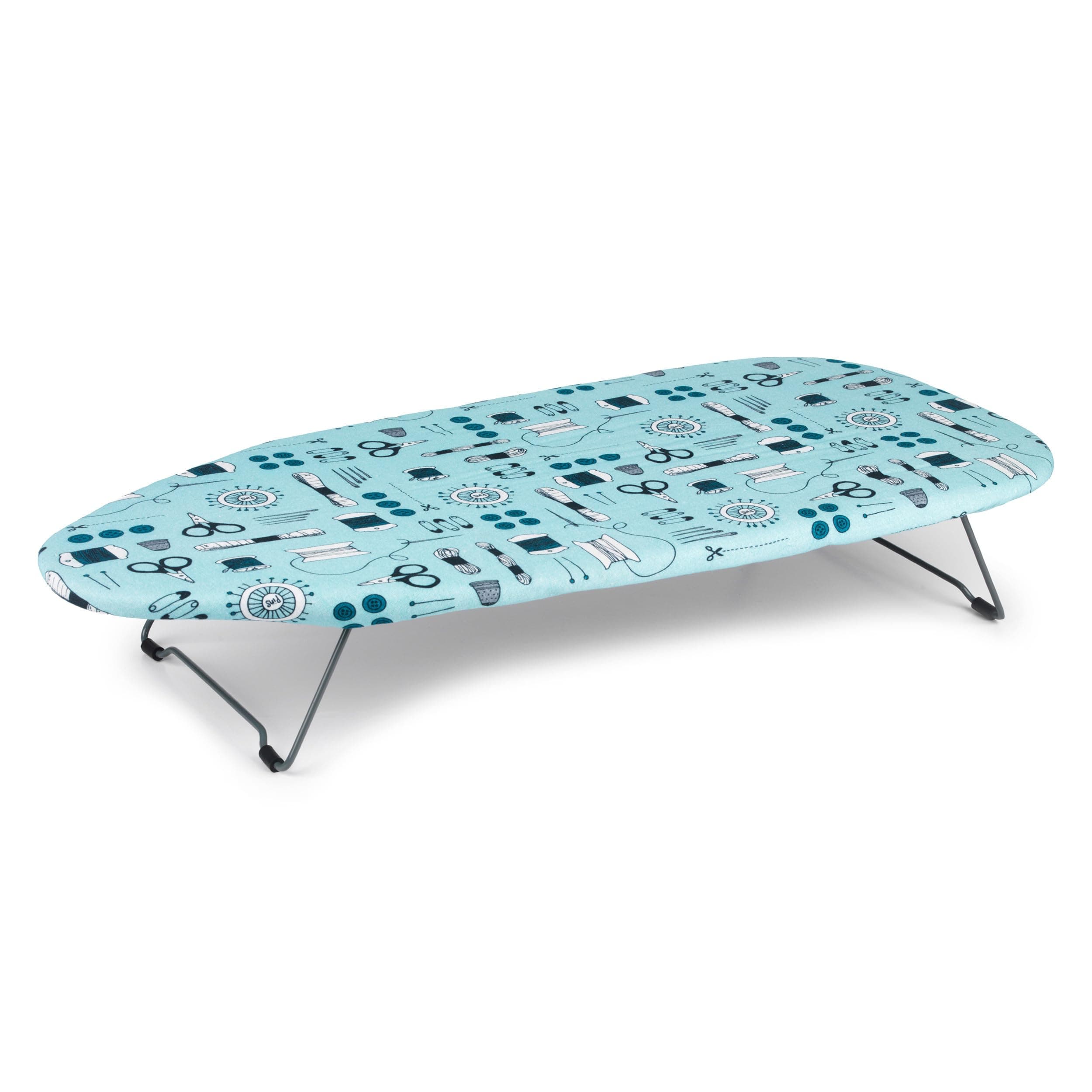 Beldray LA023735SEW Tabletop Ironing Board, Suitable for Left and Right-Handed Users, 73 x 31cm,100% Cotton Cover, Sew Print, Lightweight, Easily Foldable Legs, Perfect for Travel & Small Spaces