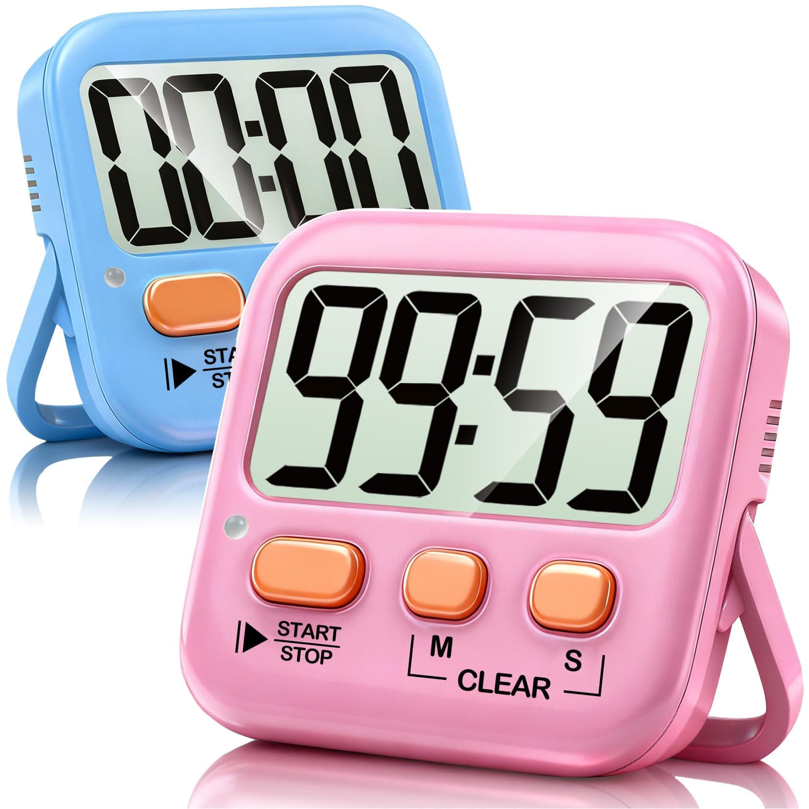 Antonki 2 Pack Digital Timer for Kids, Magnetic Countdown Kitchen Timers for Cooking, Egg, Classroom, Teacher, Exercise, Study, Oven - Battery Included