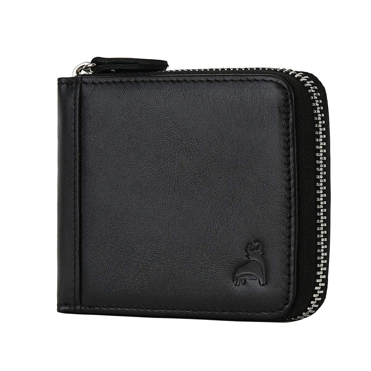 Zipper Wallets for Men RFID Blocking Leather Front Pocket Wallets with Coin Pocket and ID Window