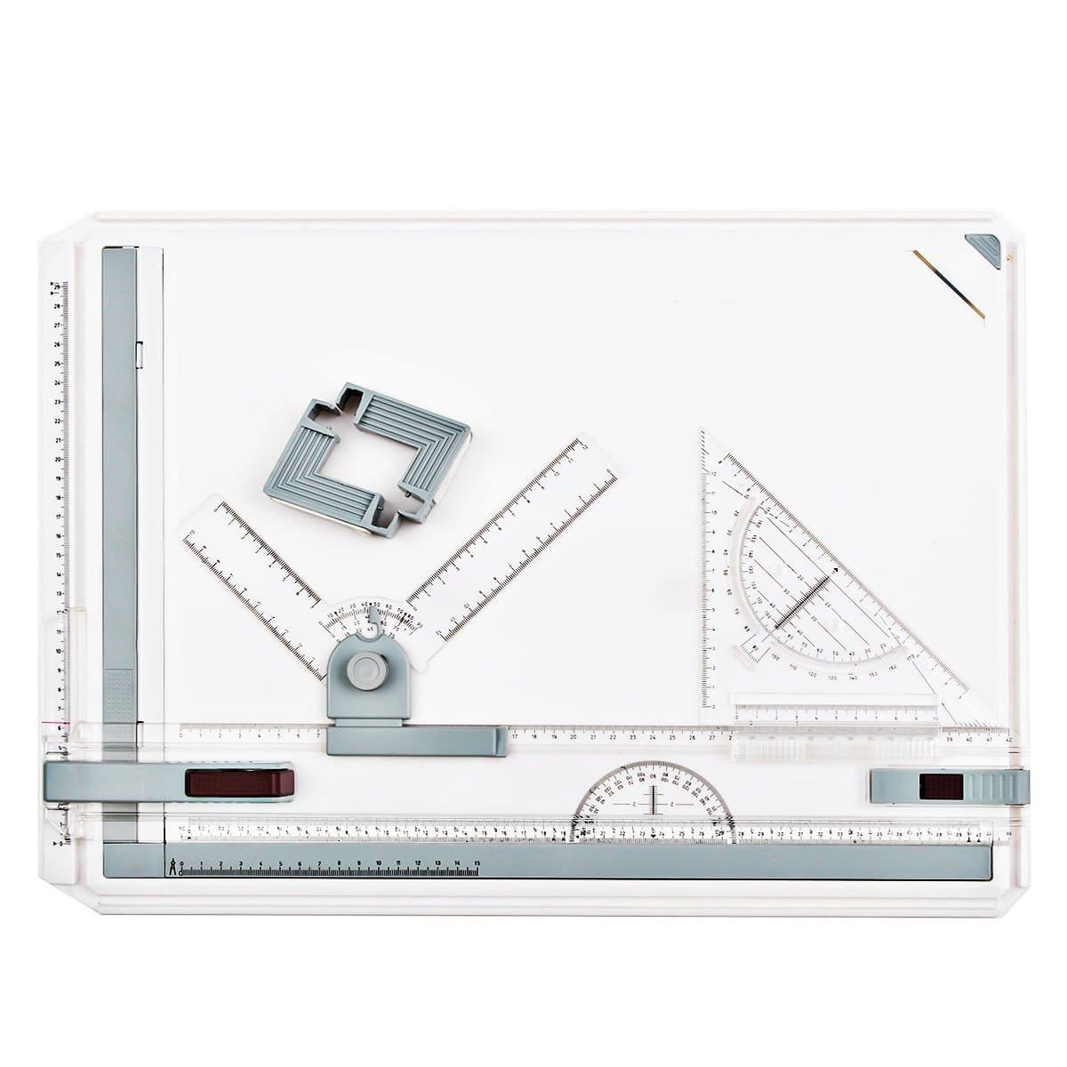 A3 Drawing Board, Bermud 50 x 36.5cm Multi-function College School Metric A3 Drawing Board Set Drafting Table with Parallel Motion and Adjustable Angle