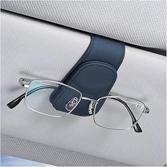 AICEL Sunglasses Holders for Car Sun Visor, Leather Eyeglasses Hanger Mounter, Magnetic Glasses Holder and Ticket Card Clip, Auto Interior Accessories Universal for SUV Pickup Truck