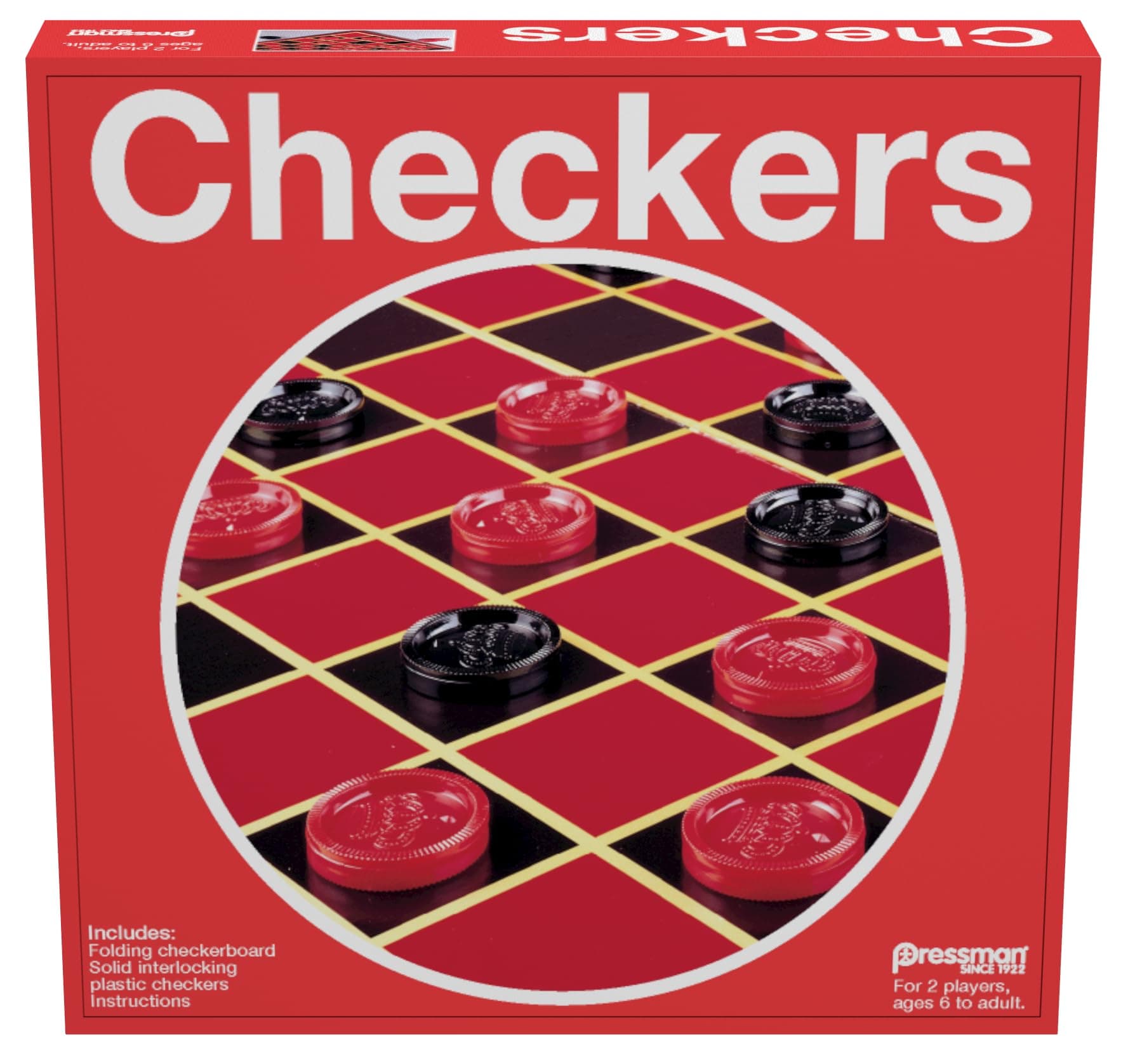 Pressman Checkers -- Classic Game With Folding Board and Interlocking Checkers ,5"