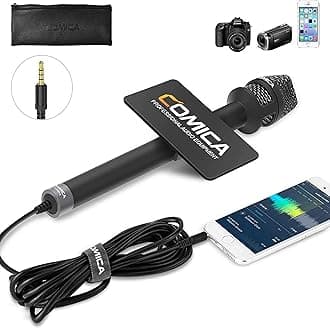 HRM-S Handheld Interview Microphone for Smartphone, 3.5mm TRRS Cardioid Condenser Reporter Mic for Video Recording, Interview, Speech, Vocal