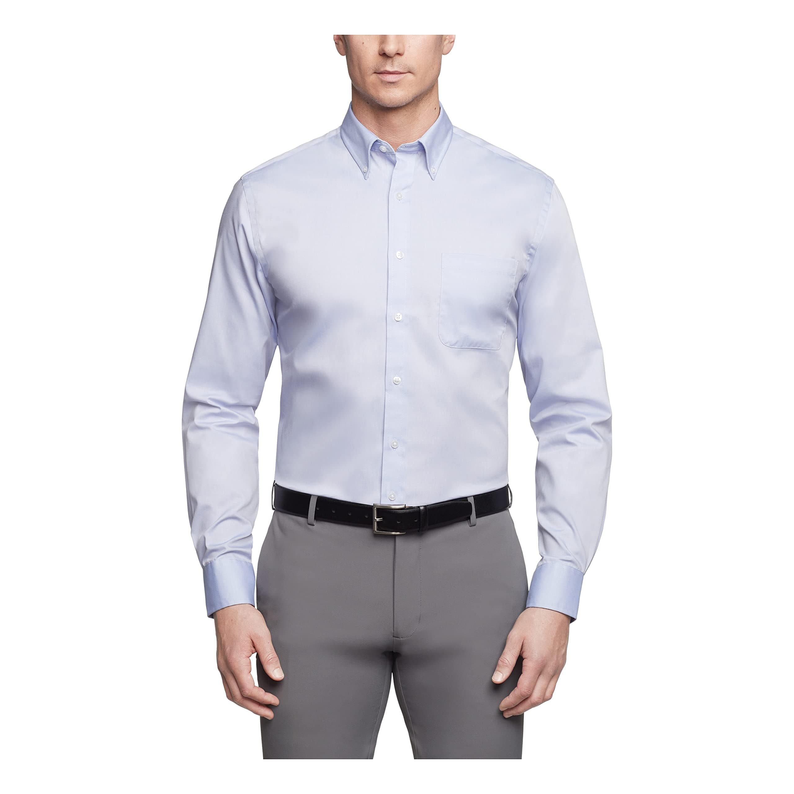 Men's Men's Pinpoint Regular Fit Solid Button Down Collar Dress Shirt Dress Shirt