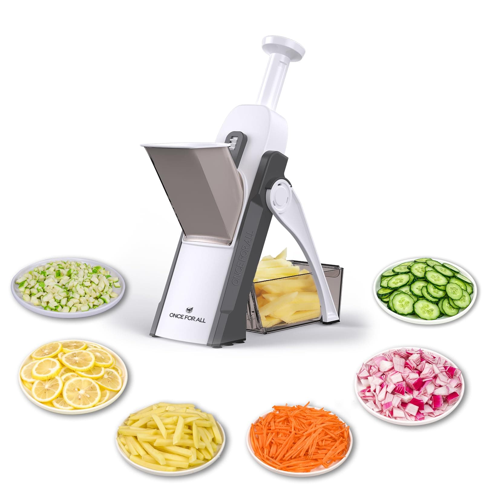 ONCE FOR ALL Adjustable Mandoline Slicer Safe Vegetable Slicer Food Chopper Vegetable Cutter Quick Dicer Fruit French Fry Julienne