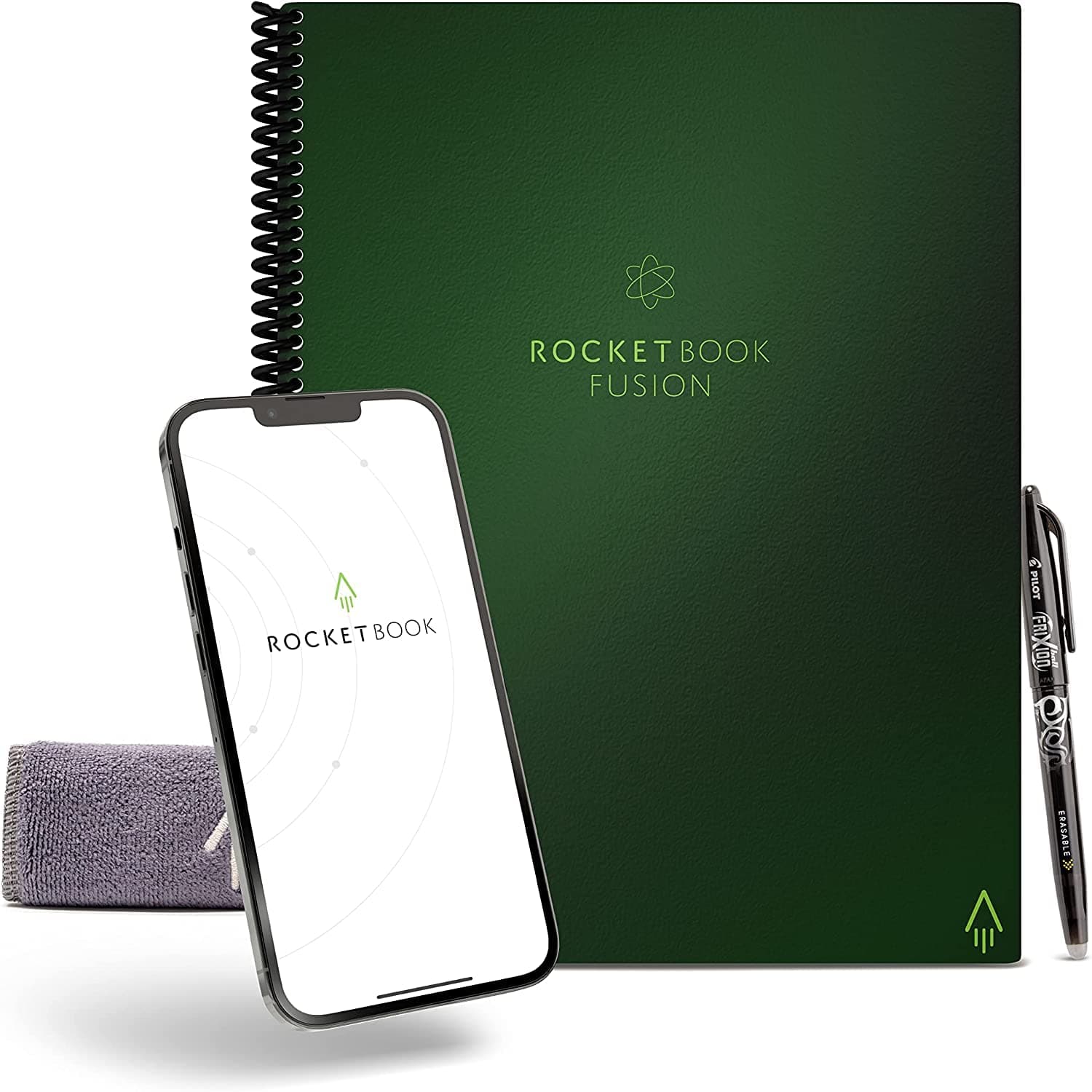 Rocketbook Planner & Notebook, Fusion : Reusable Smart Planner & Notebook | Improve Productivity with Digitally Connected Notebook Planner | Dotted, 21.6 cm x 27.9 cm, 42 Pg, Terrestrial Green