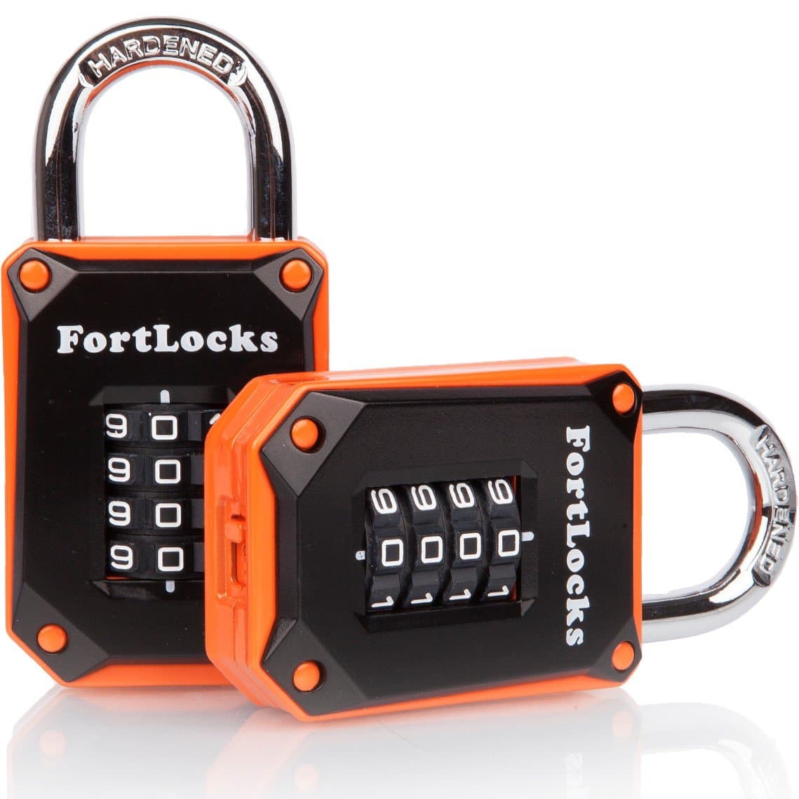 2-Pack Combination Padlocks | 4-Digit Padlocks with Code | Gym Padlock | Locker Padlock | Weatherproof Lock | for Indoor and Outdoor Use | Cut-Proof, Heavy-Duty, Hardened Steel | Orange