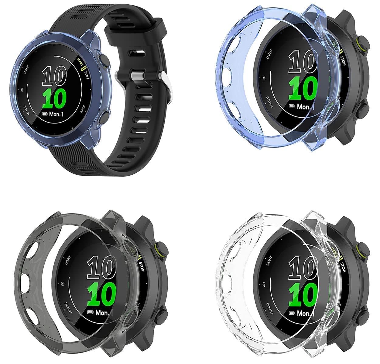 TenCloud Cases Compatible with Garmin Forerunner 55 Case Soft TPU Shockproof Case Protective Cover Bumper Protector for Forerunner 55 Smartwatch (3Pack)