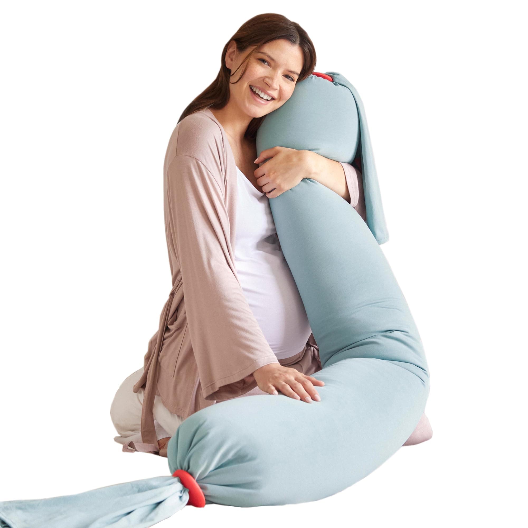 Adjustable Pregnancy Pillow – Full Body Support for Side Sleeping - Adjustable Firmness and Shape - Supports Back, Legs, Belly, Hips for Pregnant Women - Removable Cover - Eucalyptus