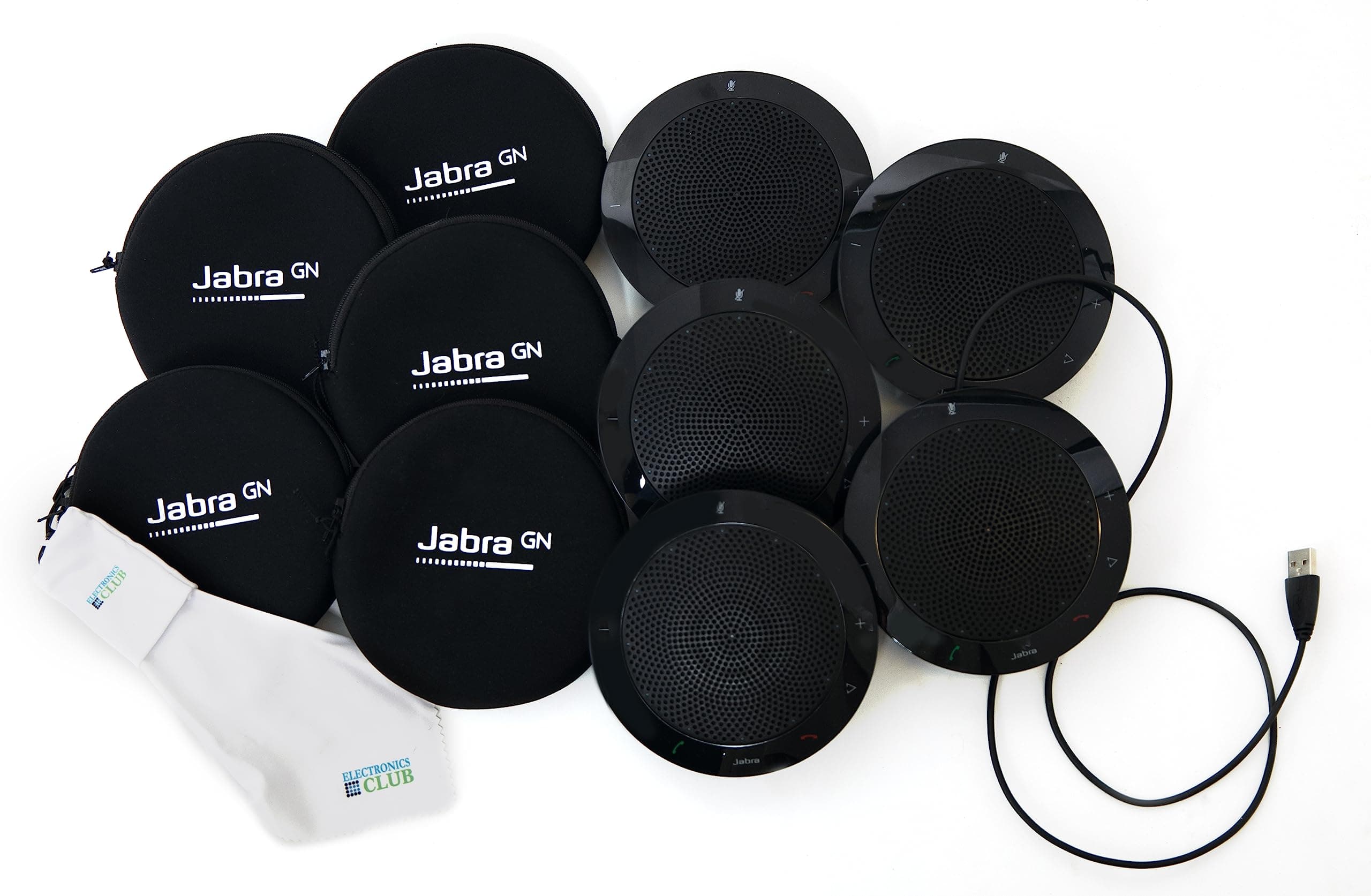 Jabra Speak 410 5-Pack Corded Speaker Bundle- Multi-Pack Audio, Lightweight, Portable Speakers – USB Connectivity- Perfect for Business, Home, and On-The-Go Use- Travel-Friendly Design