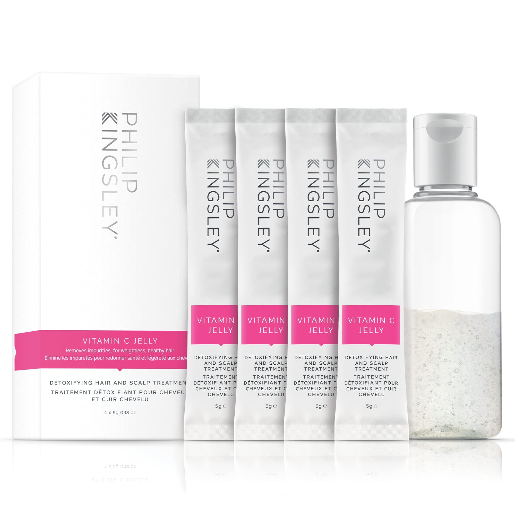 Vitamin C Jelly Hair Mask and Scalp Treatment for Build-Up Removal, Cleansing, Clarifying, Achieve Shiny, Radiant Hair in Minutes, 4 x 5g