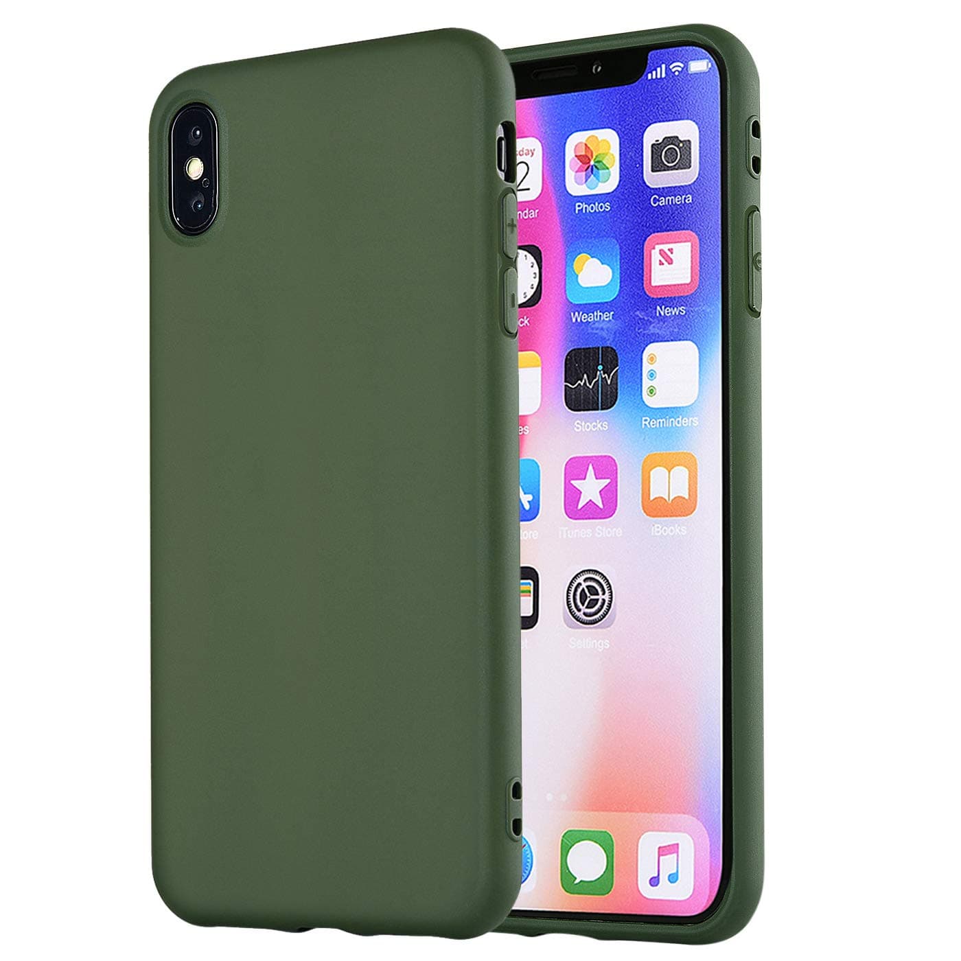MANLENO Compatible iPhone Xs Max Case,iPhone Xs Plus Case Slim Fit Full Matte Skin Case Soft Flexible TPU Cover Case for iPhone Xs Max 6.5 inch (Hunter Green)