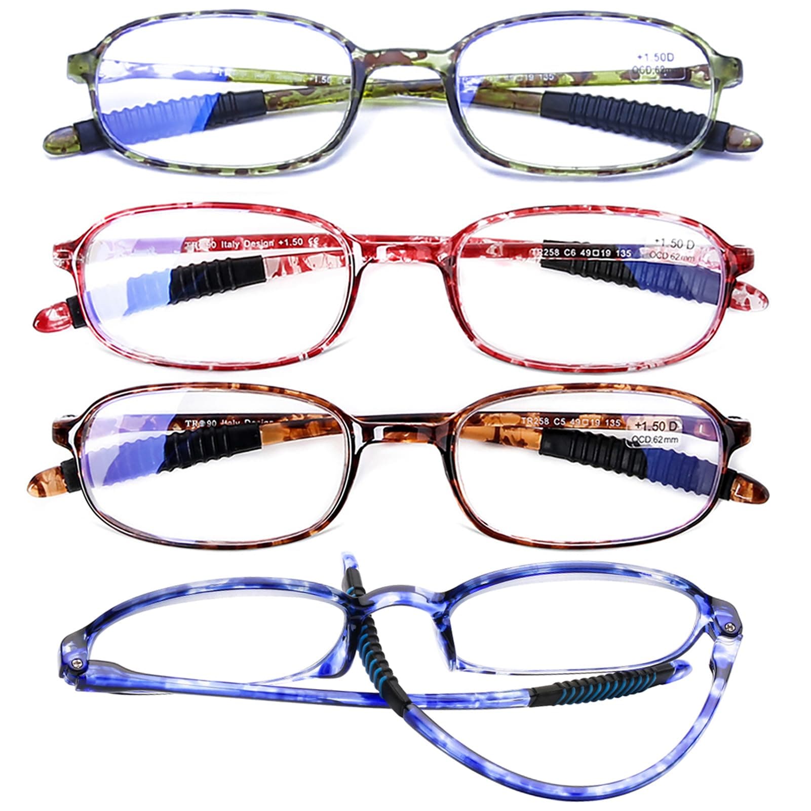 - AQWANO 4 Pack Computer Reading Glasses Blue Light Blocking Lightweight TR90 Flexible Frame UV Protection Readers for Women Men +1.0