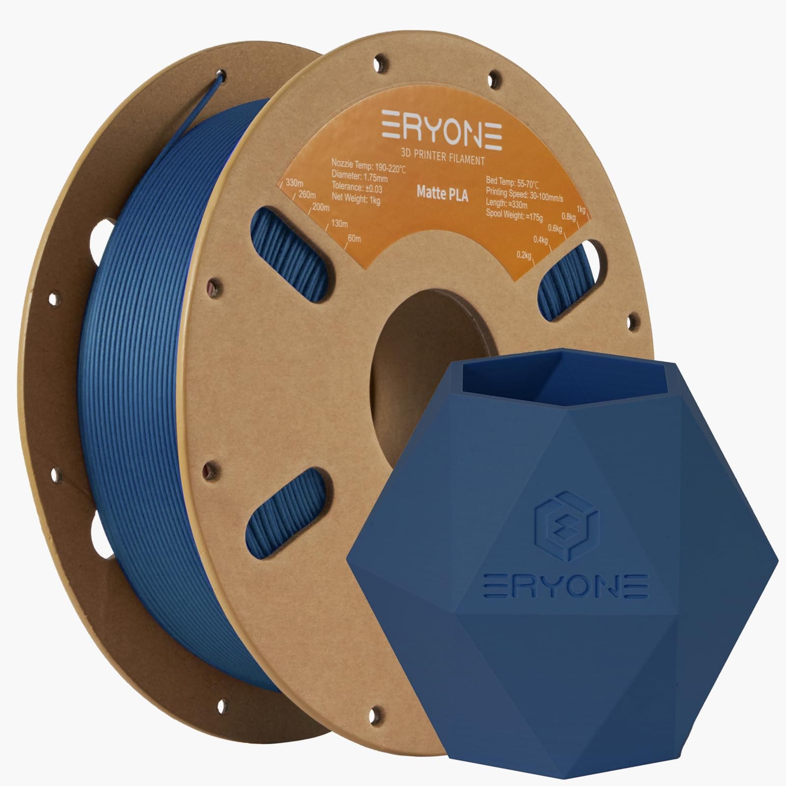 ERYONE Matte PLA Filament 1.75mm, 3D Printer PLA Matte Filament, +/-0.03mm, 1kg(2.2lbs)/Spool, Matte Navy Blue