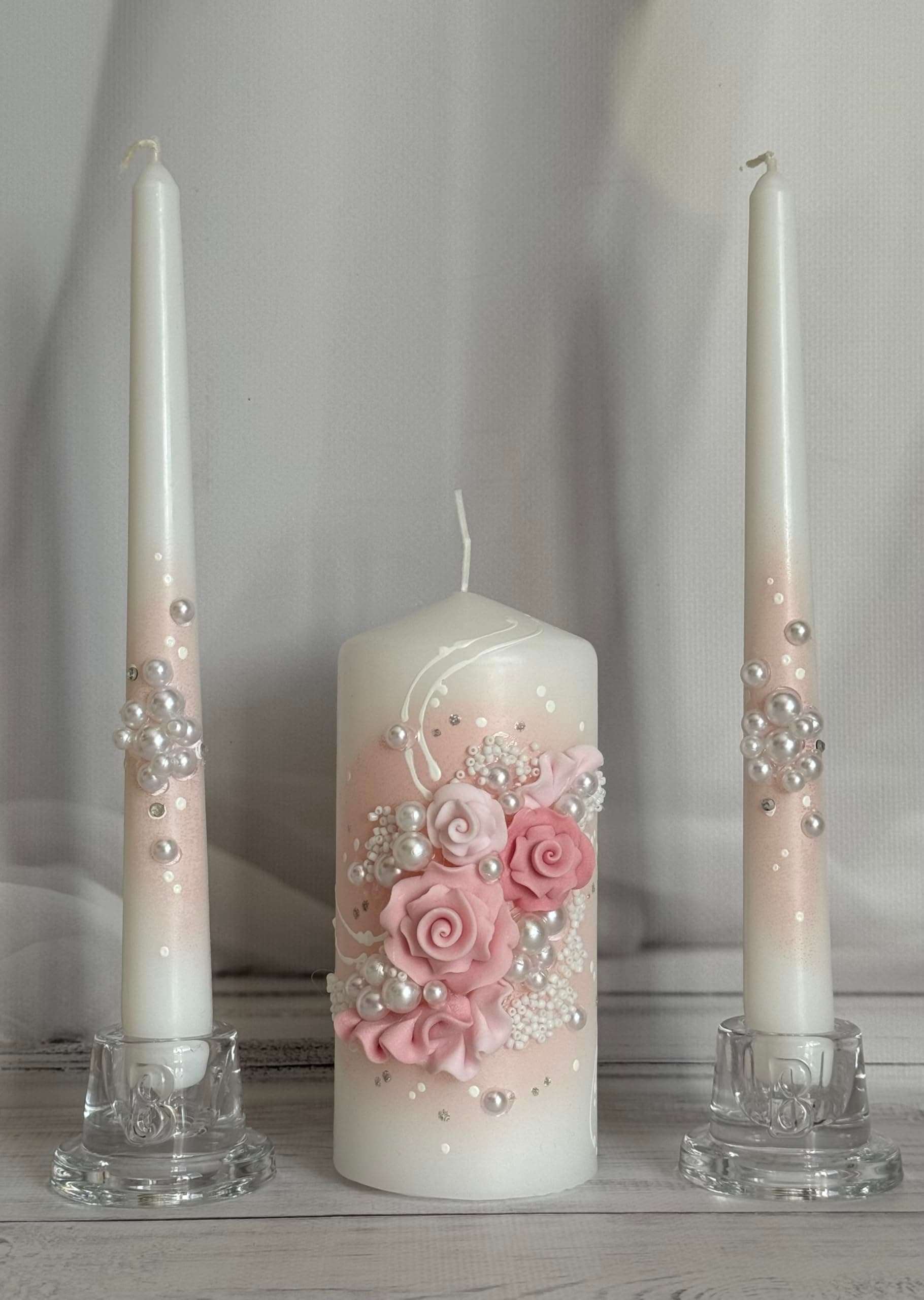 Unity Candle Set for Wedding - Wedding Unity Set for Reception and Ceremony - 6” Pillar Candle & Two 10” Taper Candles -Unity Candles- Marriage Unity Ritual-White
