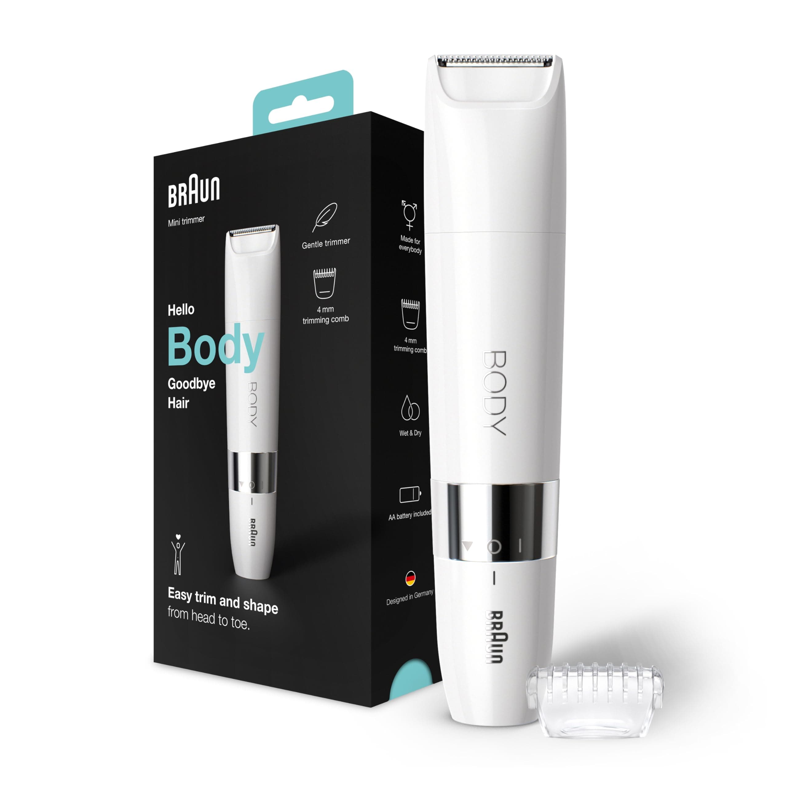 Body Mini Trimmer BS1000, Electric Body Hair Removal for Everybody, for On-the-Go