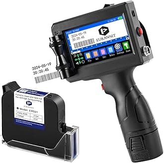Handheld Inkjet Printer 1 in, E15-1 Portable Handheld Printers with ER521 Black Ink Cartridge, Handheld Inkjet Printer Gun for Text QR Barcode Batch Number Logo Date Label Printer