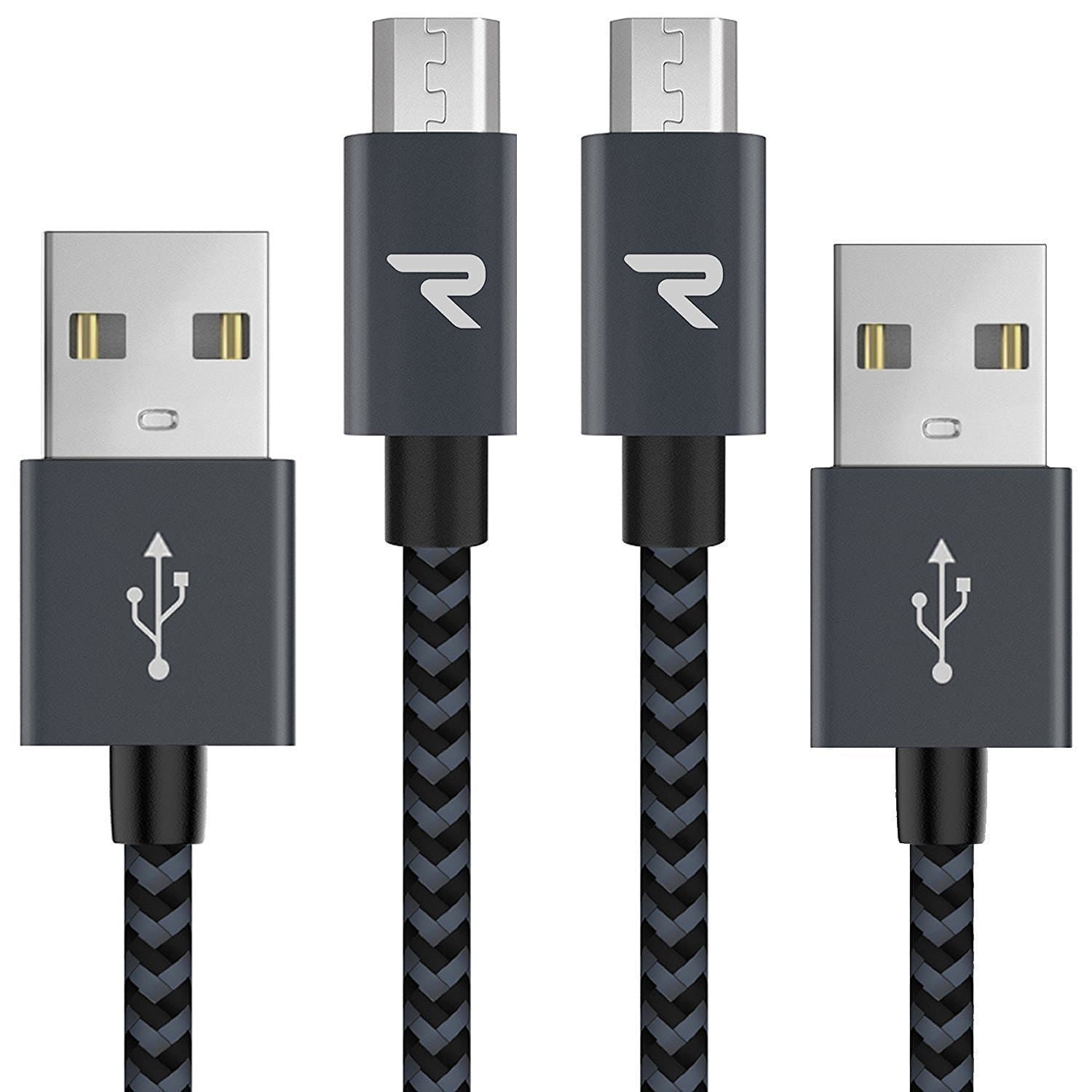 Rampow Micro USB Cables [2-Pack 3.3ft] Braided Samsung USB Cables/Android Cables - Micro USB Charging Cables for Galaxy S7/S6/