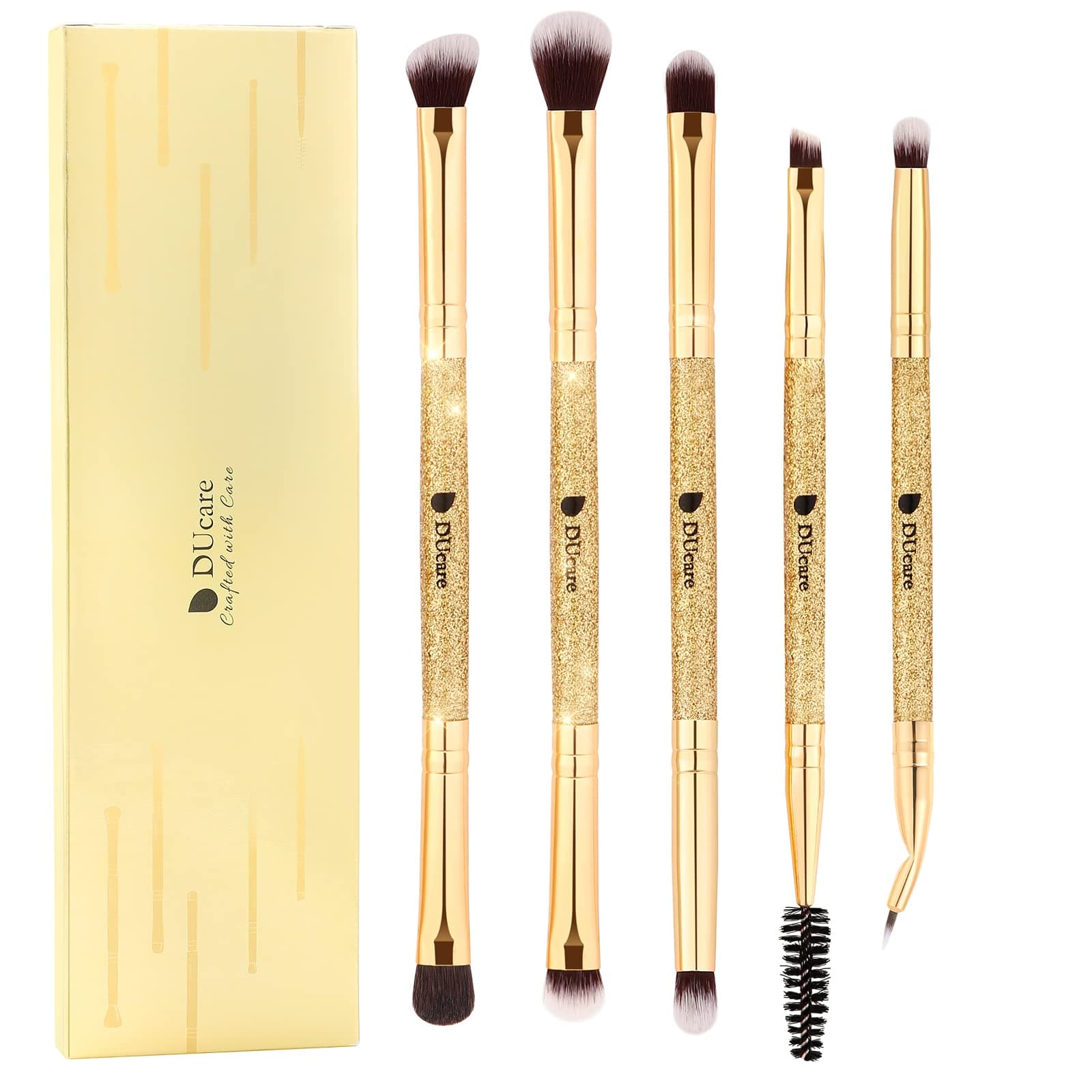 DUcare Eyeshadow Brush 5pcs Double Sided Eyebrow Brush Makeup Brushes with Soft Synthetic Hairs Double Ended Eyeshadow Brush Set for Eyeshadow, Eyebrow, Eyeliner, Blending