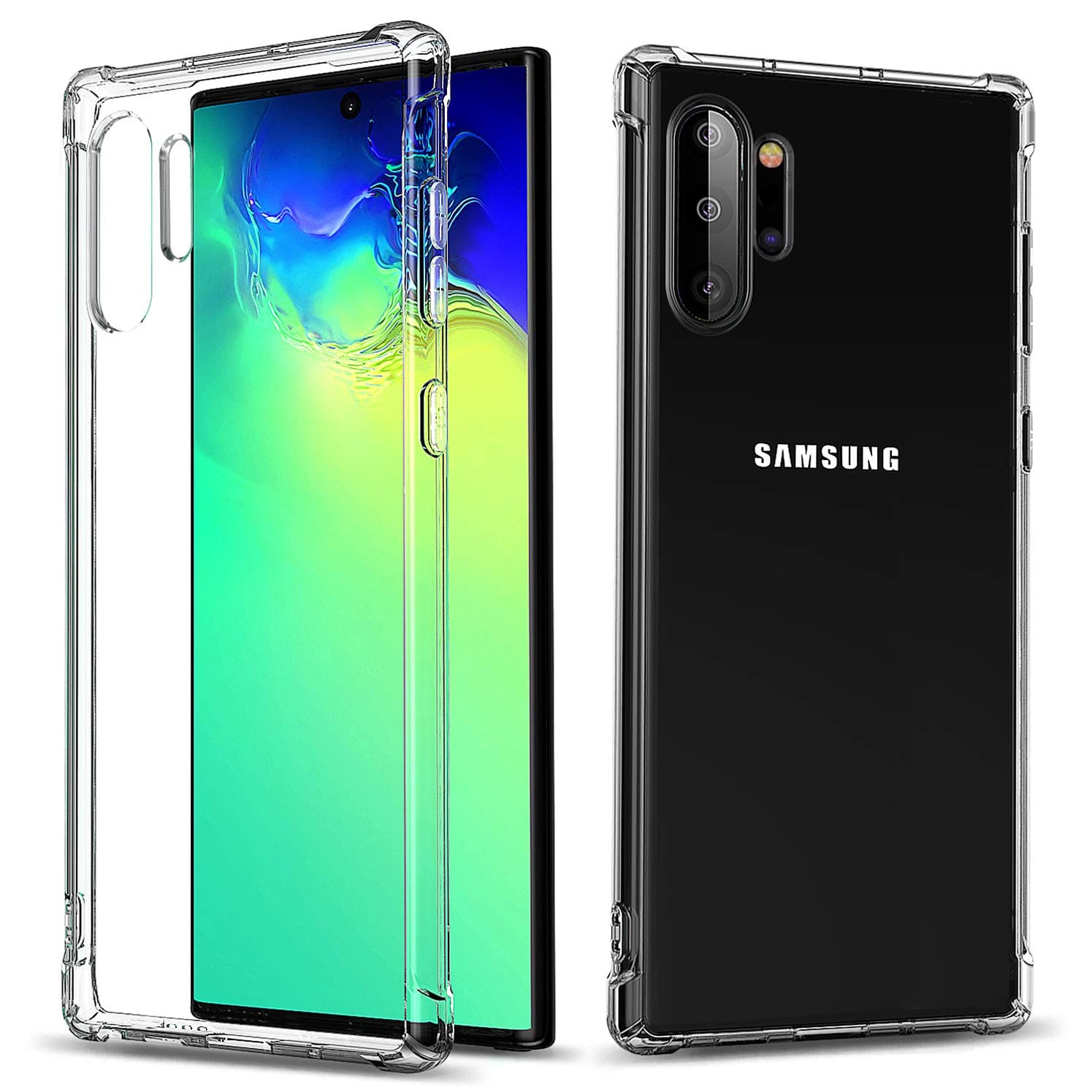 INJOY Clear Galaxy Note 10 Plus Case,Pretty Phone Case for Samsung Galaxy Note 10+ (2019),Transparent Slim Soft Drop Proof TPU Bumper Cushion Silicone Cover Shell,Crystal Clear