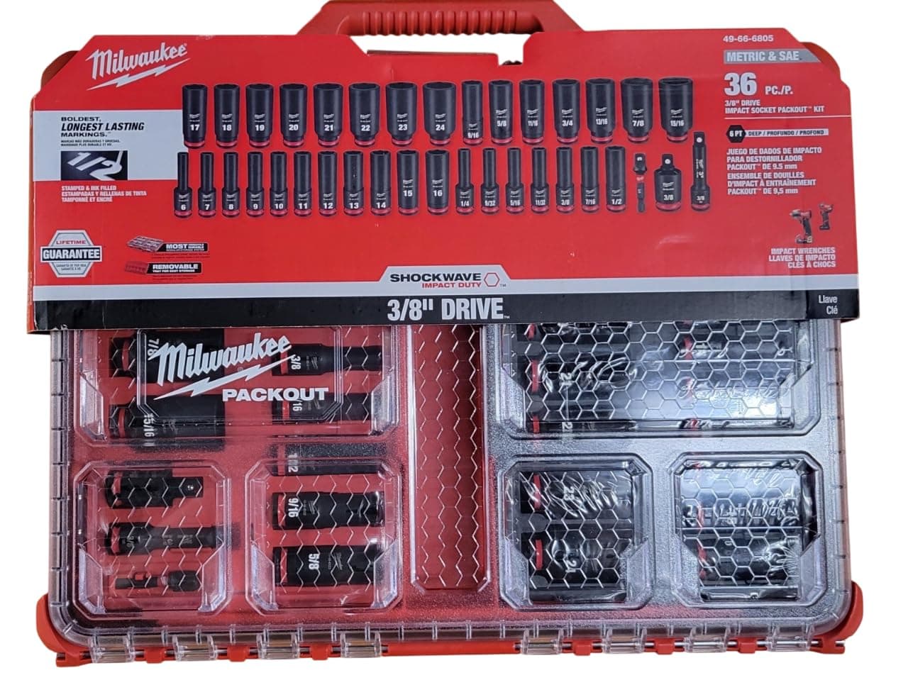 Electric - Shockwave Impact Duty. Socket 3/8. DR 36PC PACKOUT