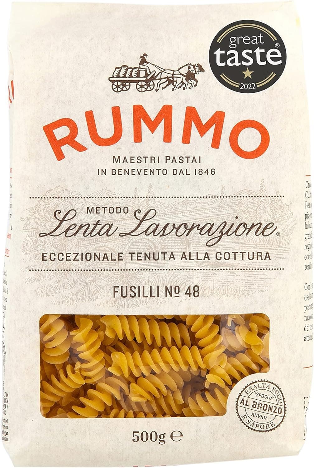Fusilli Pasta No.48 - Classic Twisted Italian Pasta, Designed to Embrace Sauces Beautifully, 500 g (Pack of 1)