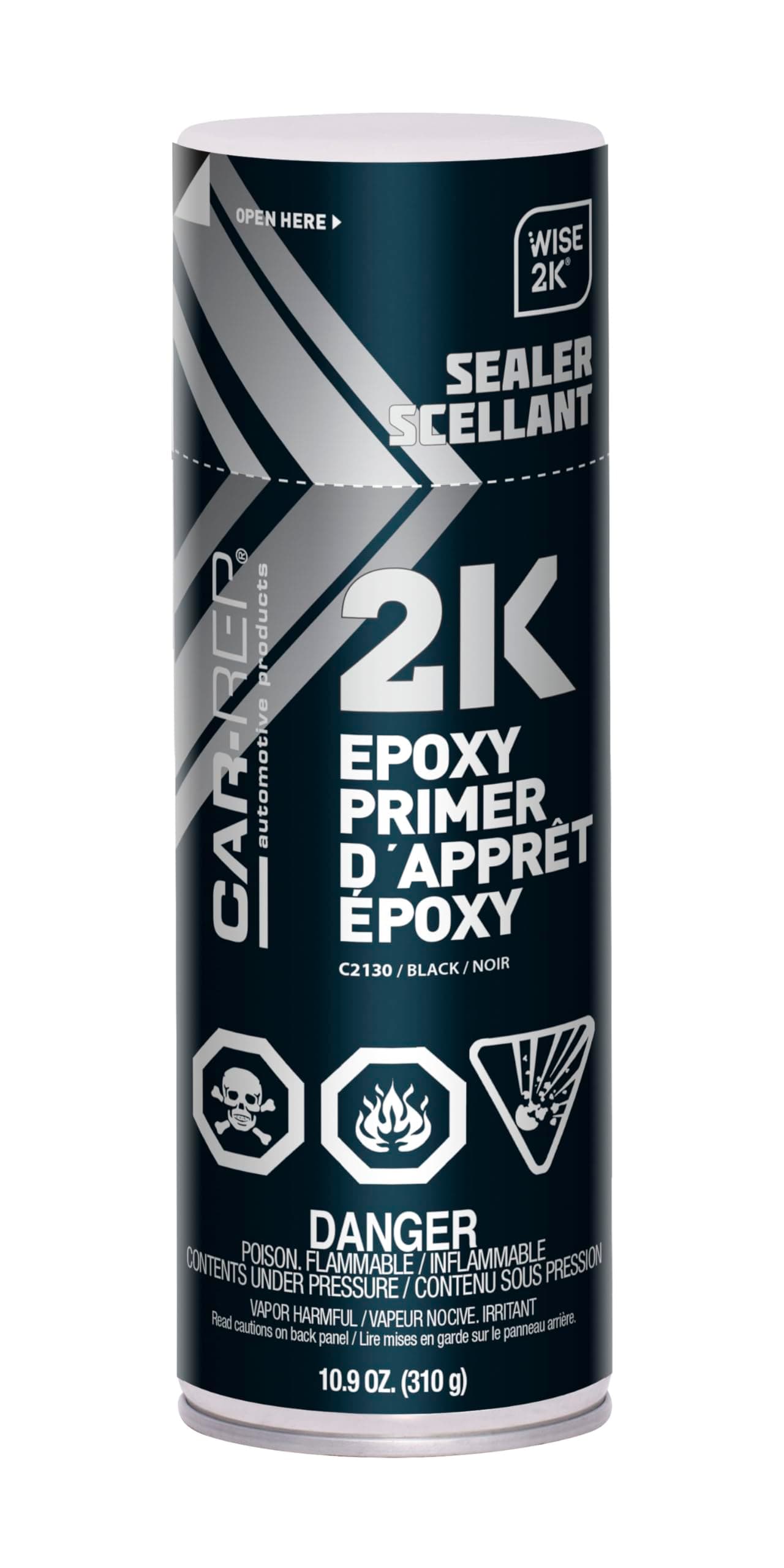 CAR-REP® 2K Epoxy Primer with Wise 2K Technology, Suitable for All Kinds of Metals, Carbon Fiber Substrates, Most Automotive Plastics, Black, 11oz Aerosol Can
