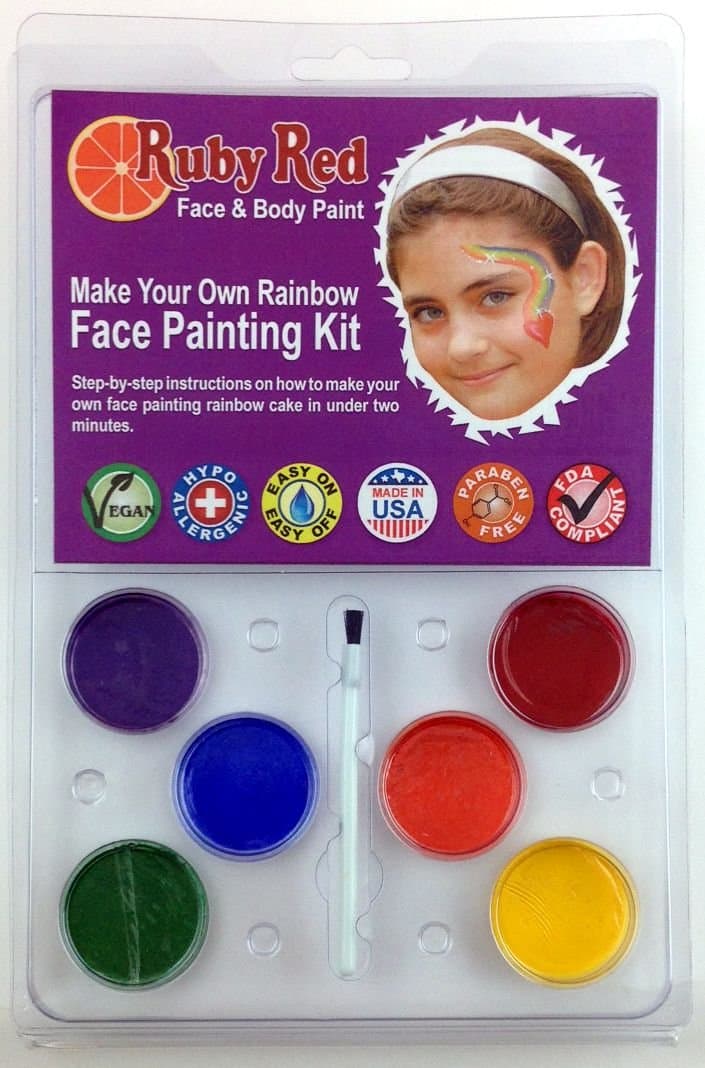 Ruby Red Paint Face Paint, 2ML X 6 Colors - Clam Make Your Own Rainbow