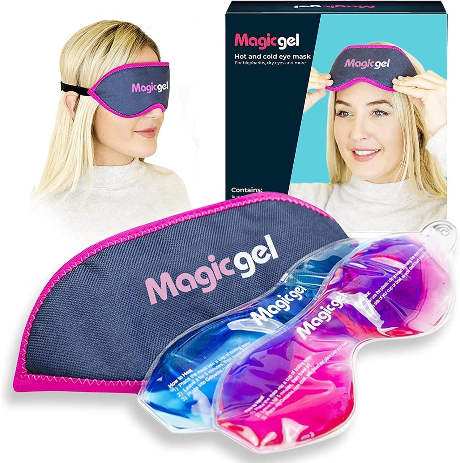 Magic Gel Eye Mask Heated - Cooling Eye Mask Rapid Relief + Cooling Face Compress - Face Ice Masks Perfect for Soothing Eyes Long-Lasting Comfort & Versatile Hot/Cold Treatment