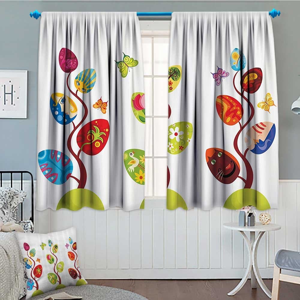 Strongger Magic Home Decor Patterned Drape for Glass Door Magic Tree Branches with Diverse Leaves Filled with Human and Cat Face Tree of Life Decor Waterproof Window Curtain 52"x63" Multi