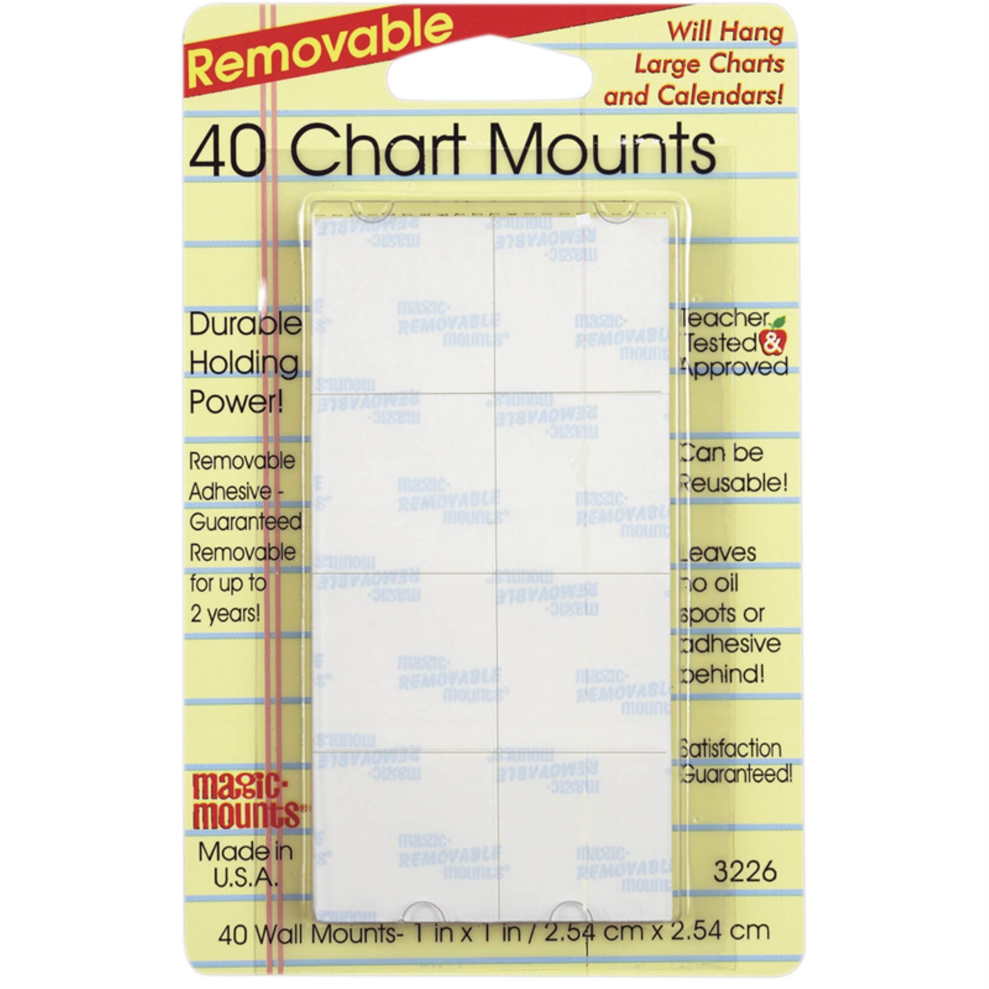 Poster Revolution Magic Mounts Removable Chart Mounts, 1" x 1", Pack of 40