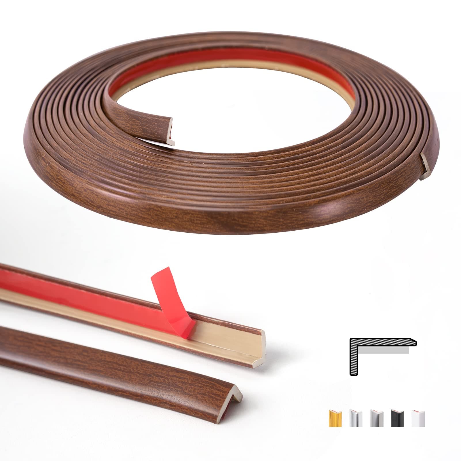 Art3d 20ft Outside Vinyl Corner Trim Peel and Stick for Tile and Wall Edges, Furniture Decoration, Cherry