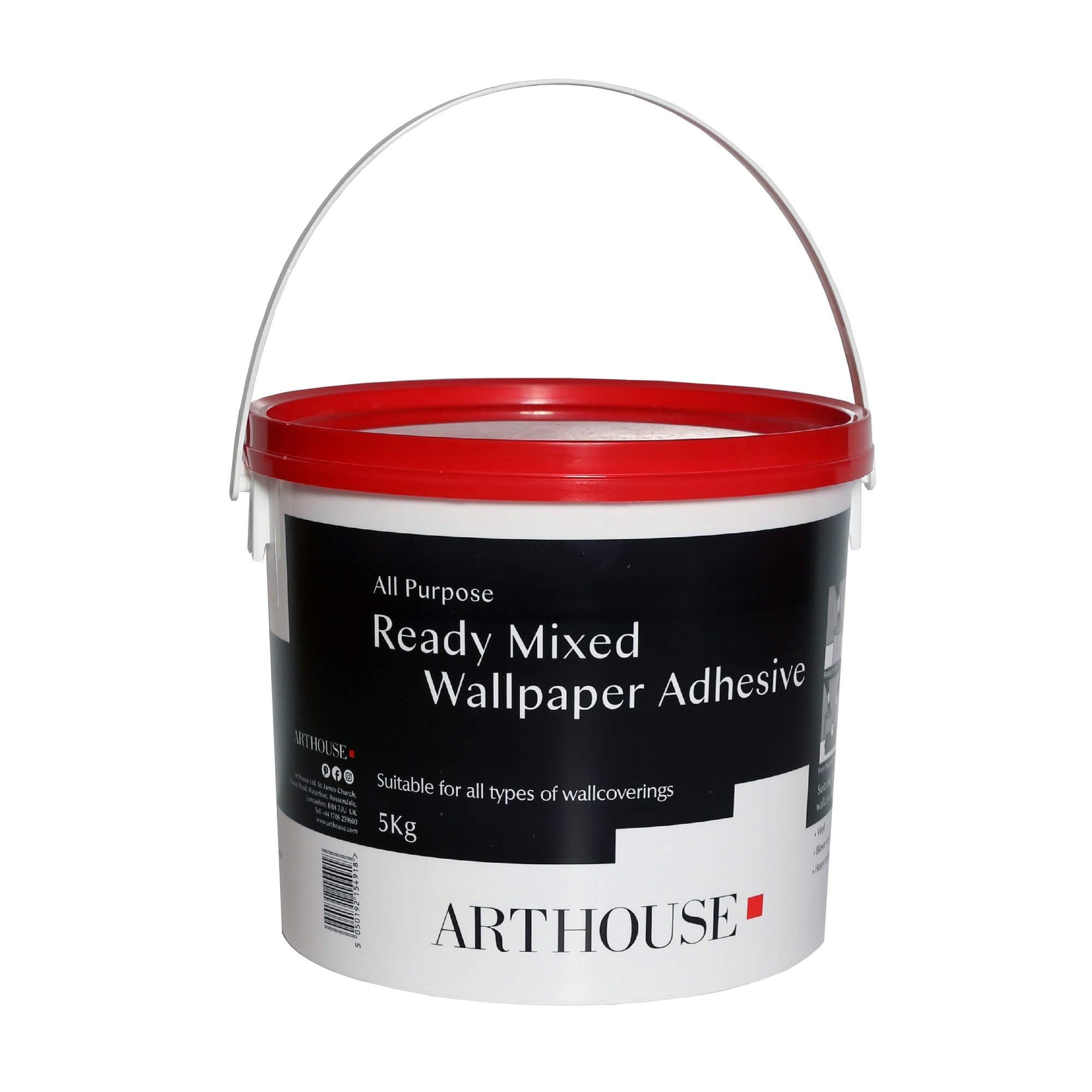 Arthouse Ready-Mixed Multi Purpose Wallpaper Paste - Paste the Wall and Paste the Paper Wallcoverings Adhesive - Extra-Strong Wallpaper Adhesive for Wallpapers - Hang up to 5 Rolls - Made in UK